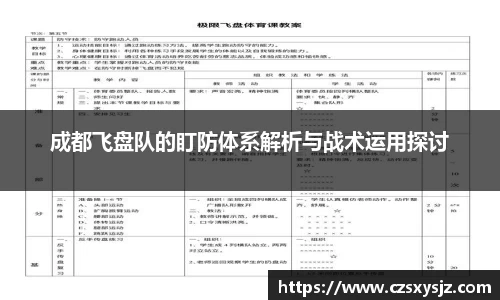 成都飞盘队的盯防体系解析与战术运用探讨